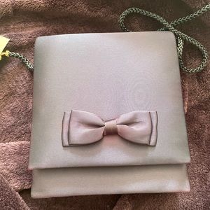 Petite square Navy Evening Purse with a sassy Bow